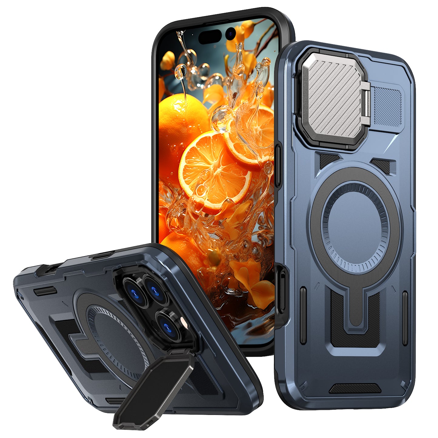 New Armor Lens Protection Bracket Magnetic Phone Case for iPhone