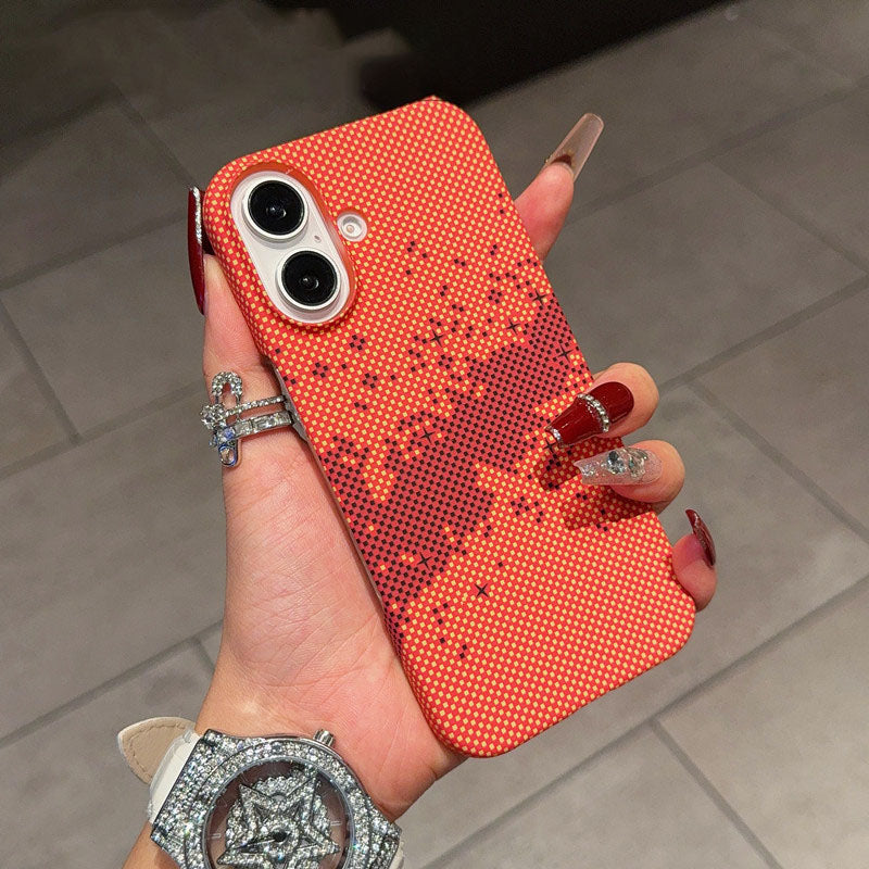 New Half-Covered Kevlar Texture Carbon Fiber Pattern Magnetic Phone Case for iPhone