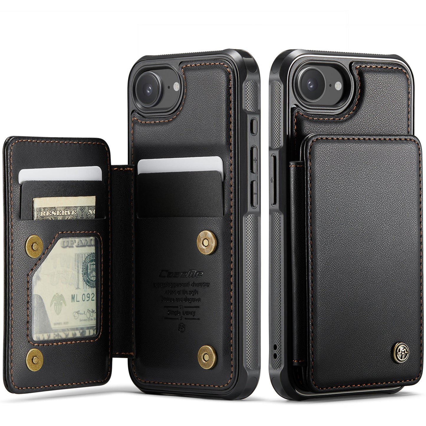 New RFID Blocking Card Holder Leather Phone Case for iPhone