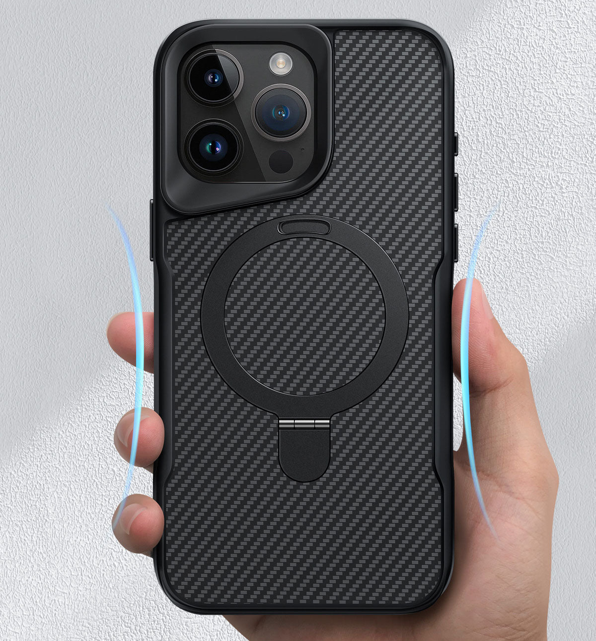 Luxury Magsafe Magnetic Built-in Stand Carbon Fiber Patterned Phone Case for iPhone